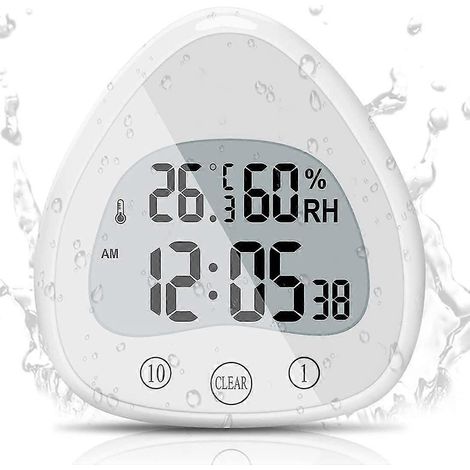 Réveil numérique LCD tactile, horloge de douche, thermomètre, style (1/5)