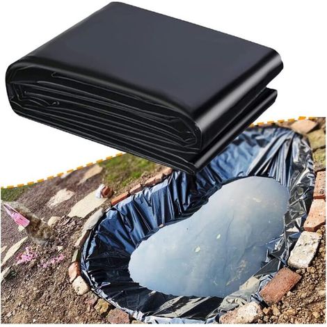 Revêtement De Bassin En HDPE Noir Bâche D'étang 0.12mm Flexibilité Doublure Pour Bassin Liner Bassin Membrane Étanche Pour Petits Étangs, Bassins À Poissons, 1x1m 2x5m 3x8m 5x7m(Taille:1x1m(3.3x3.ft)) (1/5)