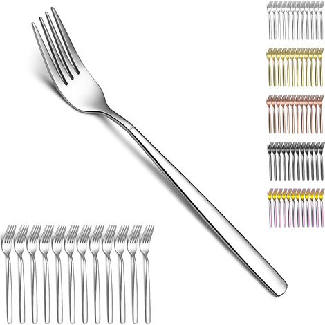 Fourchettes de table de 12 pièces, Acier inoxydable fourchettes modernes, Couverts idéal pour la maison, salle de restauration, hôtel, mariage, fête, lave-vaisselle (1/5)