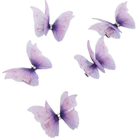 Lot de 5 pinces à cheveux décoratives papillons pour fille, design papillons 3D double face, antidérapantes-A-Dark purple (1/5)