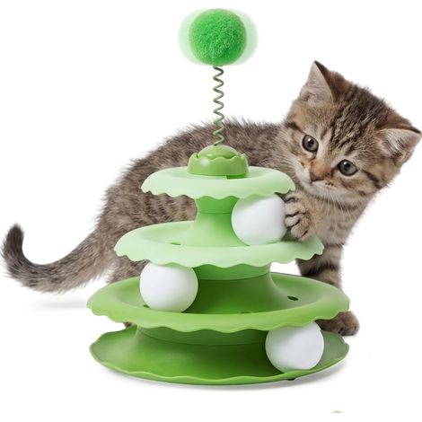 Jouet interactif pour chat avec 3 couches de balles roulantes, balle à ressort pour chats (1/5)