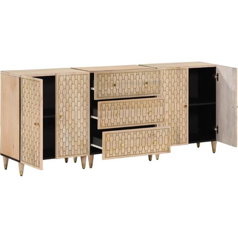 Maison Exclusive - Credenze 3 pz 60x33x75 cm in Legno Massello di Mango (1/5)