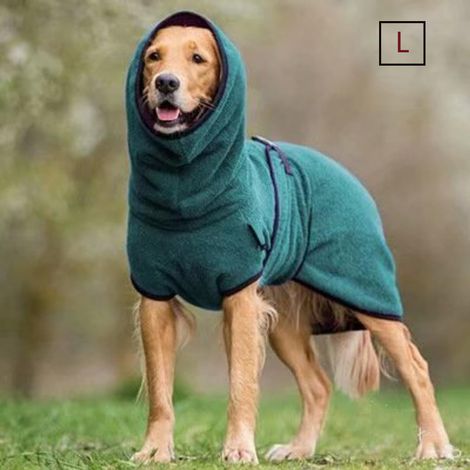 Bata de baño para perros con capucha, correa ajustable, tejido de rizo, para secar las patas después del baño o del ejercicio. (1/4)