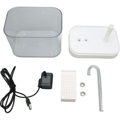 Fontaine d'eau pour chat, automatique, silencieuse, alimentée par USB, distributeur Transparent pour animaux de compagnie, avec Tube coudé, couvercle blanc de 1,5 l (1/5)