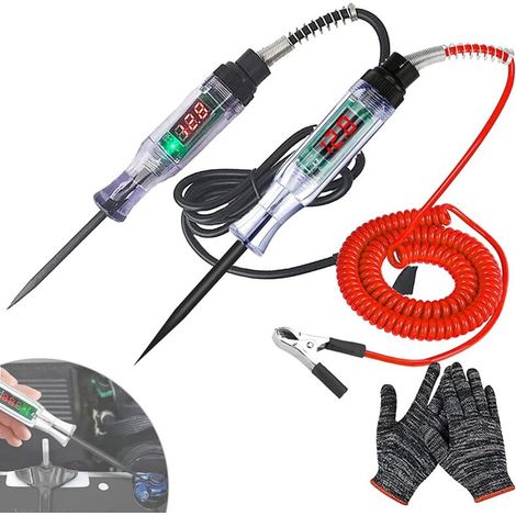 Stylo testeur de circuit pour voitures et camions, testeur de circuit automobile, testeur de circuit électrique numérique LCD, stylo testeur de tension pour camions (lot de 2)-AquaForge