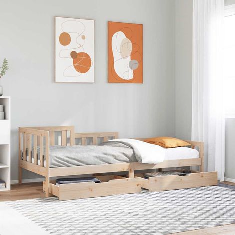 vidaXL Dormeuse con Cassetti 90x190 cm in Legno Massello Pino