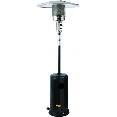 Estufa de exterior hongo redondo Vigor con farol de gas negro