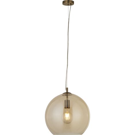 Searchlight Balls - Abat-jour en verre ambré à 1 lumière, laiton antique, E27 (1/4)