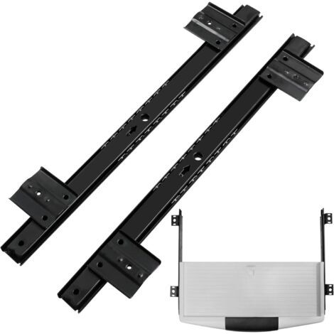 Glissières clavier tiroir réglables hauteur Tablette - 1 paire Tiroirs Coulisse Longueur totale ouverte 58,3 mm, Souris et tablette ordinateur portable, pour Plateau Coulissant, Armoire Meubles (1/3)