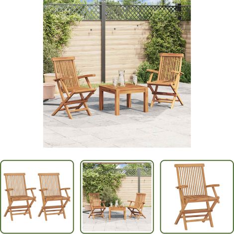 Teakholz - Gartenstühle 2 Stk. Klappbar Massivholz Teak (1/5)