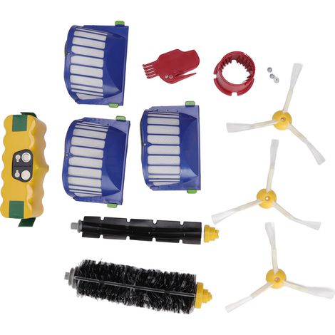 Kit de remplacement pour balai Roomba : batterie NiMH 14,4 V 3 500 mAh, brosse principale, brosse latérale et filtre. (1/5)