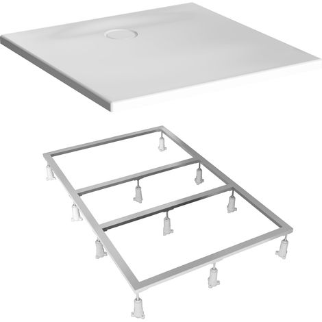 VitrA Receveur acrylique ultra-plat LEAF 90x90cm Blanc texturé, PN 24, classe C + set de pieds (1/5)