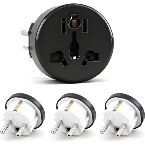 JSSEVN-4 Adaptador de enchufe universal, adaptador de enchufe de Reino Unido a Francia, adaptador de enchufe de EE. UU. a Francia, adaptador de EE. UU. (1/5)