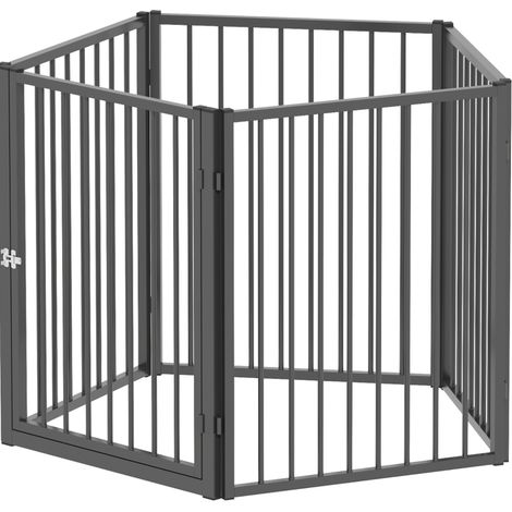 Parc pour chiens pliable portable, 5 panneaux en acier noir sécurisé (1/5)