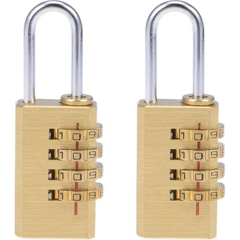 Cadenas à combinaison à 4 chiffres, anse de 3 mm, largeur du corps de 21 mm, serrure en laiton (lot de 2)