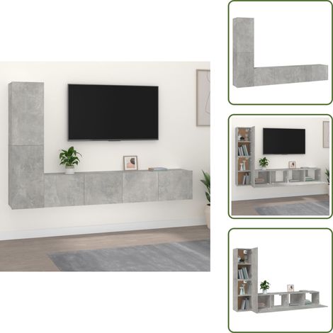 The Living Store 4-tlg. TV-Schrank-Set Betongrau Holzwerkstoff - TV-Schrank Set (1/5)
