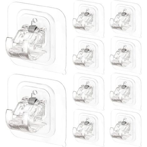 Set mit 10 selbstklebenden Gardinenstangenhalterungen. Verstellbare, nagelfreie Gardinenstangenhalterungen. Handtuchhaken. Gardinenstangenhalter für Wohnzimmer, Schlafzimmer, Badezimmer und Hotel.