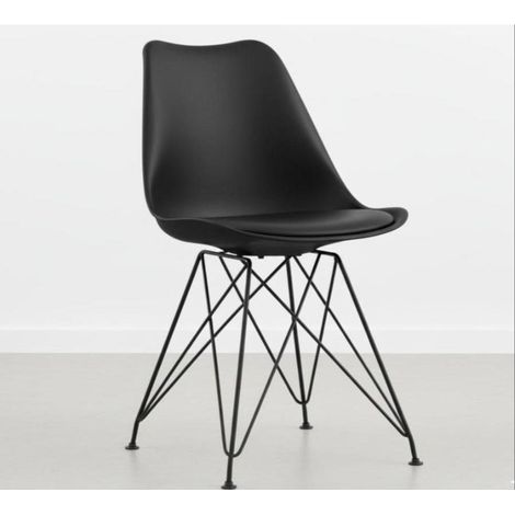 ORION91oficial® - Silla VEGA Estructura Negra Asiento Acolchado Piel Sintética Color Negra– 48 x 41 x 82 cm Comedor-Oficina-Salón-Teletrabajo-Cocina - spaziOrion91 - Unidad (1/5)
