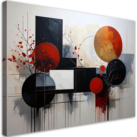 Bild auf Leinwand Geometrische Abstraktion aus Kreisen in Rot 90x60 (1/5)
