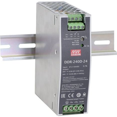 [NEUWERTIG] Mean Well Ddr 240 D 48 Hutschienen Dc/Dc Wandler Hutschiene 48 V/Dc 5 A 240 W B-Ware (1/2)
