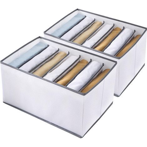 Set aus 2 extra dicken Kleiderschubladen-Organizern, 7 Fächer, große Größe mit Ablagen, ideal zur Aufbewahrung von Kleidung und Jeans. (1/5)