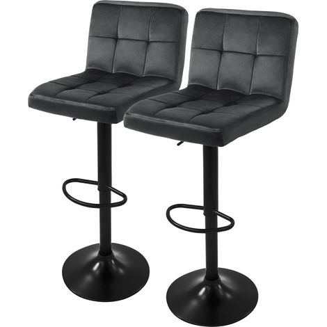 ML-Design Set 2x Taburetes de Bar de Terciopelo Gris Sillas de Mostrador Giratorias 360° Tapizadas con Altura Regulable 63-83cm Asiento de Bistro para Comedor, Salón, Sala de Estar o Restaurante (1/5)