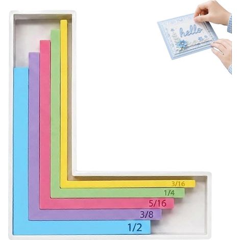 Guides d'alignement cartes & découpage, espaceur superpositions, 5 règles angle L, boîte rangement, tapis précision coloré (1/5)