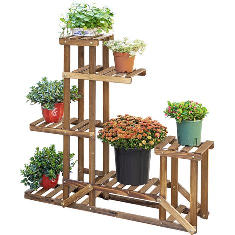 Outsunny Scaffale Porta Piante e Fiori a 6 Livelli Asimmetrico