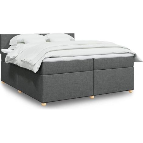Boxspringbett mit Matratze Dunkelgrau 200x200 cm Stoff vidaXL (1/5)