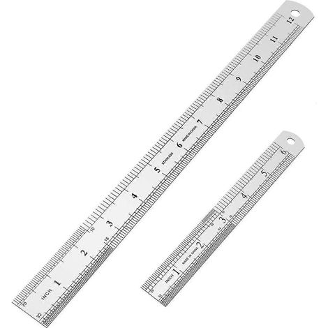Règle en Acier Inoxydable 12 Pouces avec Règle 6 Pouces - Double Set (1/5)