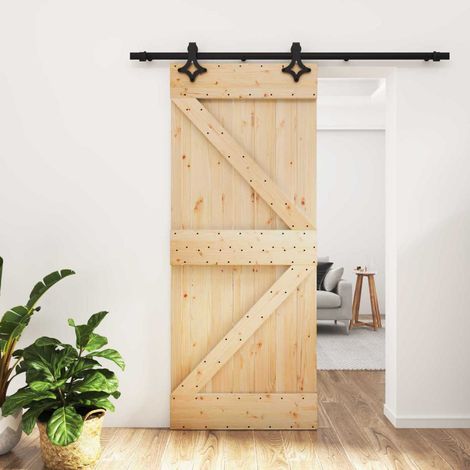 vidaXL Porta scorrevole Naturale e Nero 85 x 210 cm