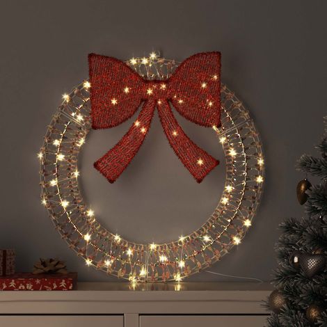 Kranz mit 60 LEDs Warmweiß 76 x 76 x 8 cm PET
