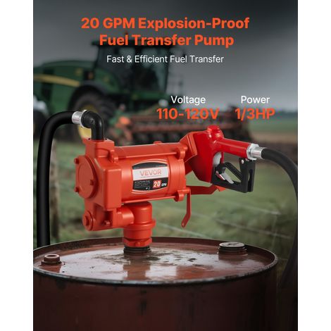Pompe Transfert Carburant 230 V CA Pompe Transfert Diesel Électrique 76 L/min, avec Pistolet Carburant Arrêt Automatique, Tuyau de… (1/5)