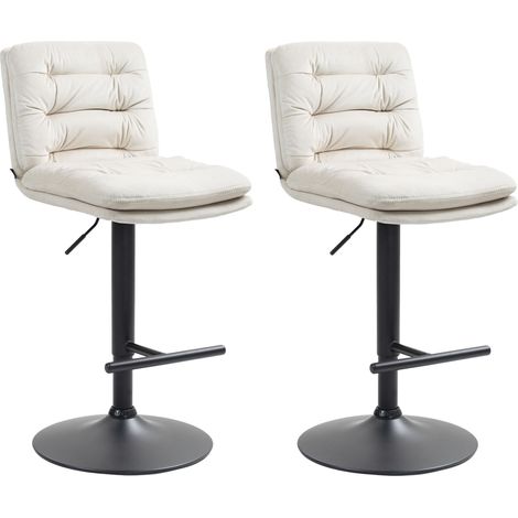 2er Set Barhocker Damar Samt creme schwarz