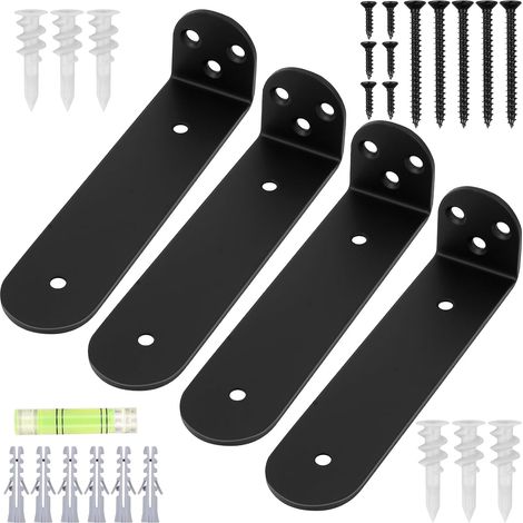 4Pcs Équerres support étagère noires 16cm (1/5)