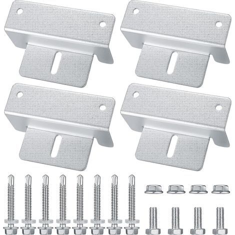 Staffe di montaggio per pannelli solari, 4 staffe per pannelli solari per camper, tetto, barca e parete, kit per pannelli solari a forma di Z con dadi e viti inclusi. (1/5)