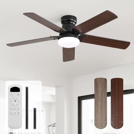 Ventilateur Plafond avec Lumiere, 107cm Dimmable Lampe Ventilateur Plafond LED, Telecommande, 6 Vitesses, Silencieux DC Réversibles, Minuterie pour Chambre (1/5)