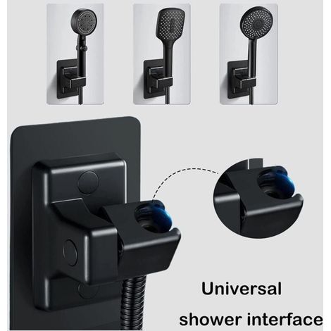 Support Douchette Mural Réglable 360 Degrés Autocollant Sans Percage pour Salle de Bain (1/4)