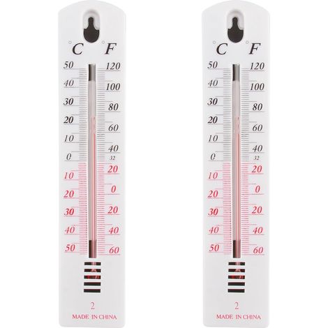 Juego de 2 termómetros de pared, termómetros para exteriores, lecturas precisas en grados Celsius y Fahrenheit, gran monitor de temperatura ambiente, fácil de montar para el hogar, jardín, invernadero (1/5)