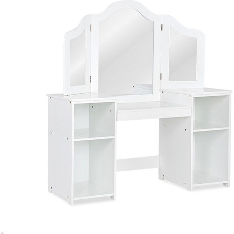 Tocador infantil 2 en 1 escritorio con espejo 107 40 117 cm blanco