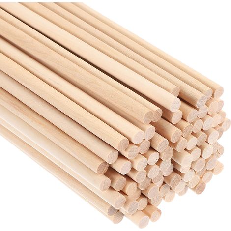 80 Pcs 1/4x15,75 Pouce Tiges de Cheville en Bois Bâtons de Bois (1/5)