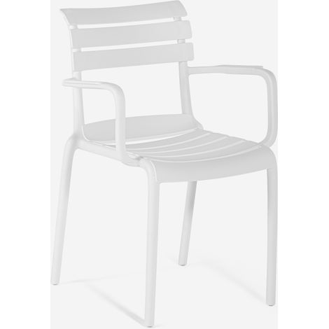 Silla de exterior de polipropileno con reposabrazos para bar cocina Satin - Blanco (1/5)