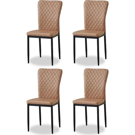 Set of 4 Faux Leather Dining Chairs High Back Kitchen Counter chairs home & restaurants & Lounge Leisure & Living Room & Office(Brown,4pcs) (1/5)