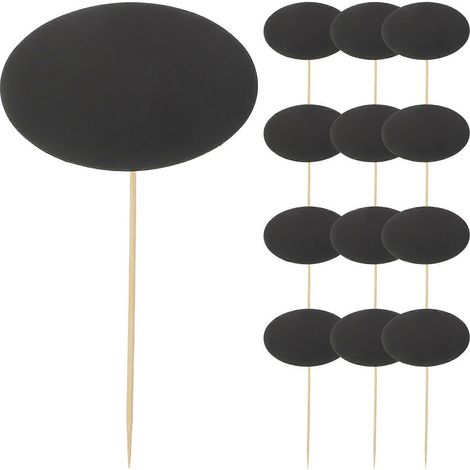 24 étiquettes vierges pour cure-dents, idéales pour un buffet ou une réception.-15.00X7.50X0.10CM-Black