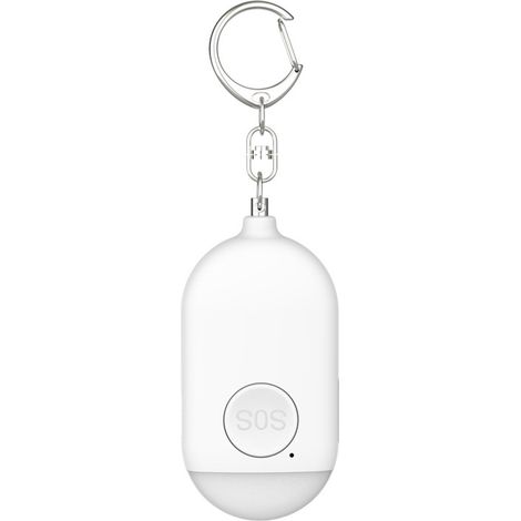 Alarme personnelle 2 en 1 (1 pièce), 130 dB, avec lampe torche LED intégrée. Porte-clés d'alarme de sécurité personnelle, rechargeable par USB, lampe d'urgence pour étudiants et joggeurs (blanc). (1/5)