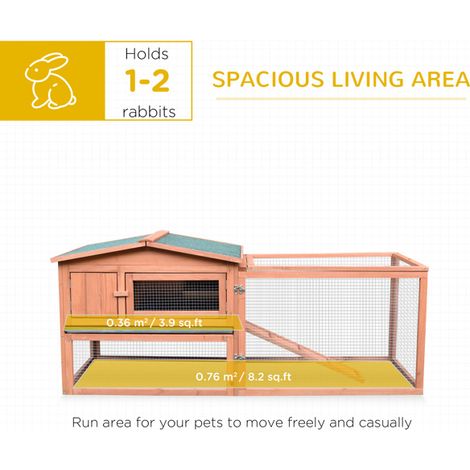 Large Outdoor Rabbit Hutch for Small Animals with Removable Run, Waterproof Fir Wood Structure, Easy Access and Cleaning Features