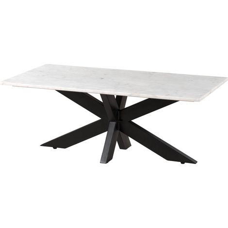 Tavolino da salotto in marmo bianco - gambe incrociate in ferro nero 120x60 BARCELONA 314 (1/4)