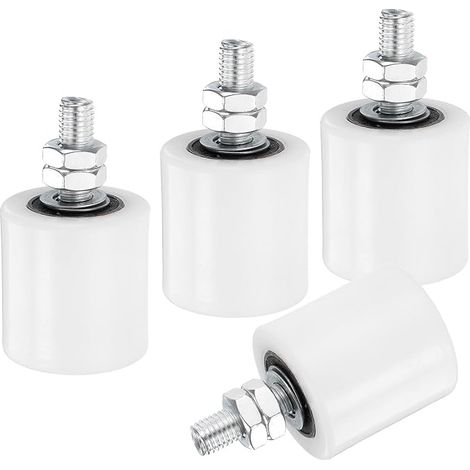 4pcs Galet Guide pour Portail Coulissant 48x50mm, M12 Roulette Nylon Guide au Sol pour Porte Grange Coulissante, Roue Universel avec Roulement à Billes Scellé pour Portail, Blanc (1/5)