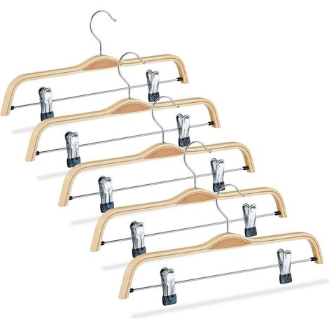Juego de 5 perchas de madera para pantalones