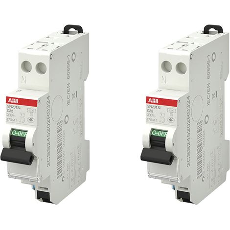 ABB Lot de 2 disjoncteurs automatiques Ph+N raccordement Rapide 32A-4,5Ka (1/3)